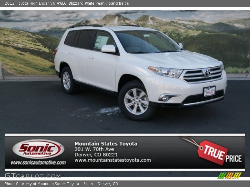 Blizzard White Pearl / Sand Beige 2013 Toyota Highlander V6 4WD