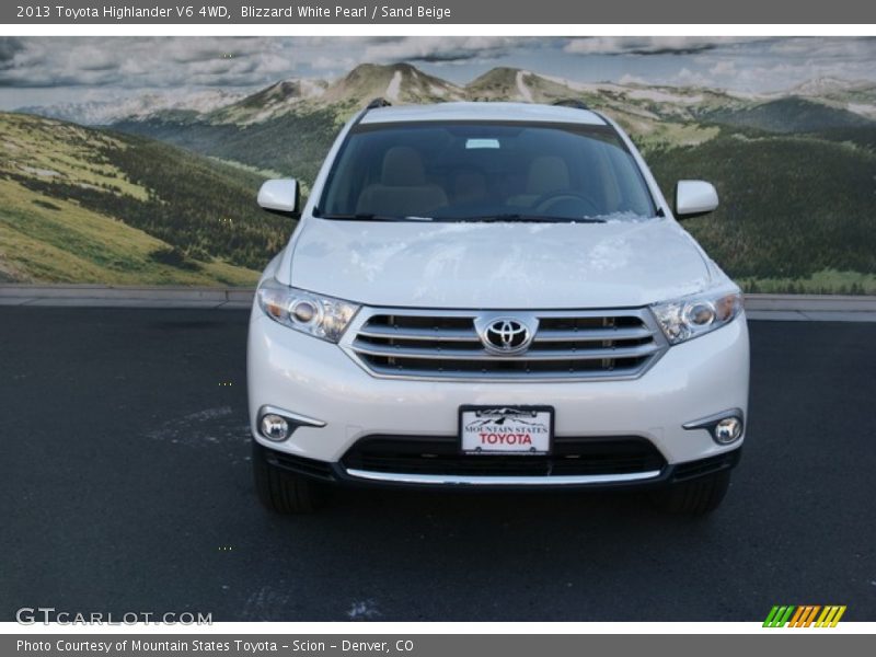 Blizzard White Pearl / Sand Beige 2013 Toyota Highlander V6 4WD