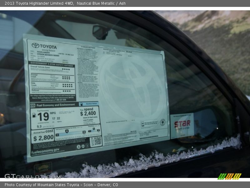 Nautical Blue Metallic / Ash 2013 Toyota Highlander Limited 4WD