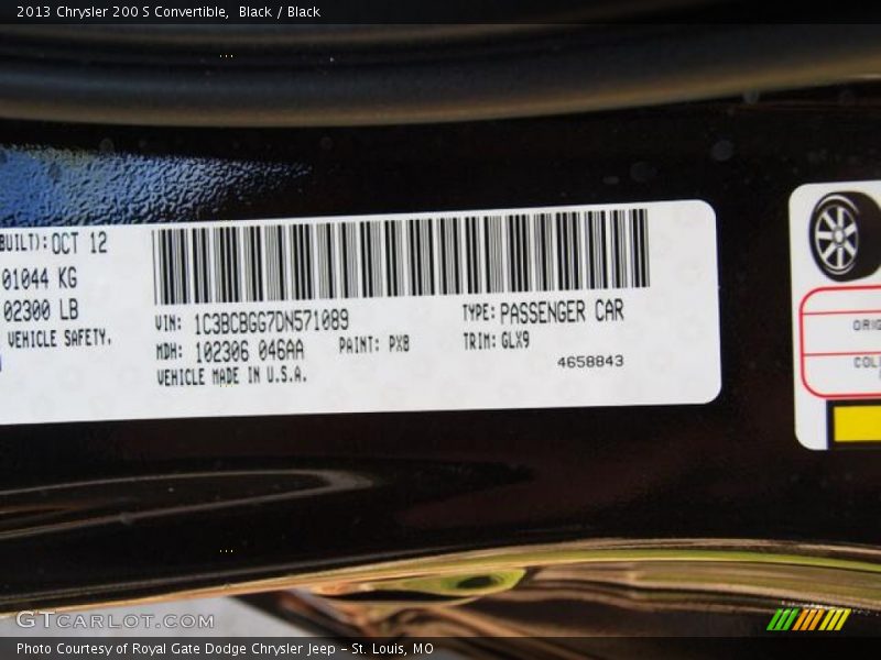 2013 200 S Convertible Black Color Code PX8