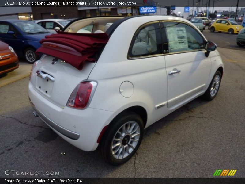 Bianco (White) / Rosso/Avorio (Red/Ivory) 2013 Fiat 500 c cabrio Lounge
