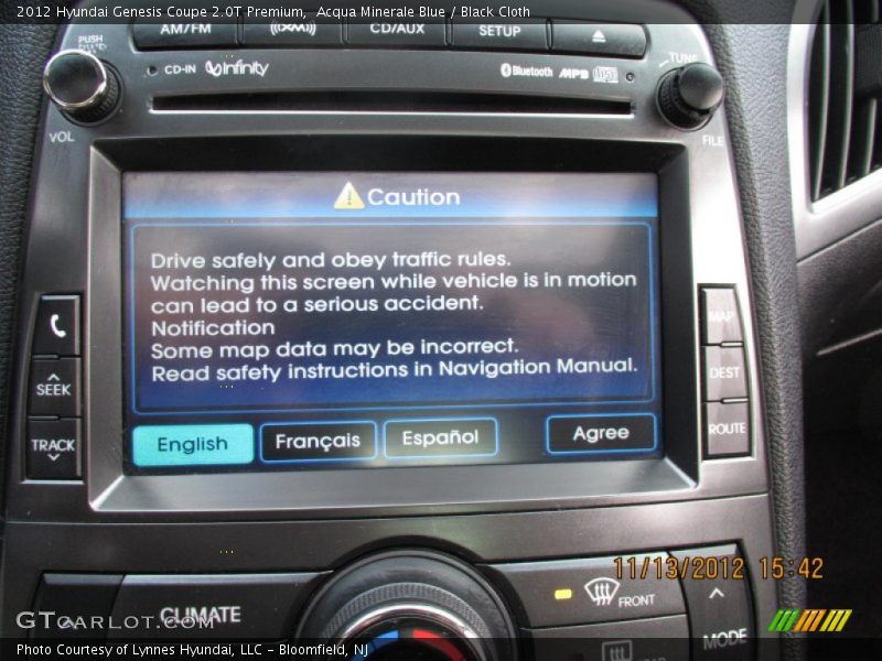 Acqua Minerale Blue / Black Cloth 2012 Hyundai Genesis Coupe 2.0T Premium