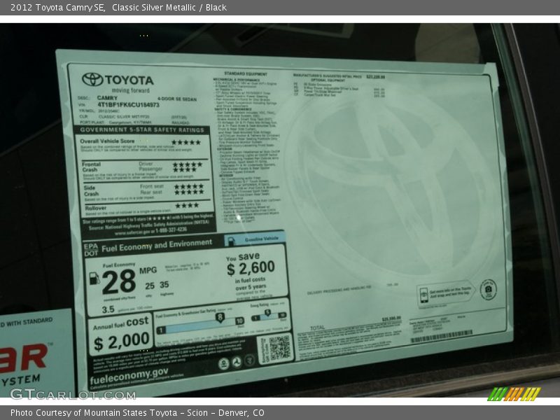 Classic Silver Metallic / Black 2012 Toyota Camry SE