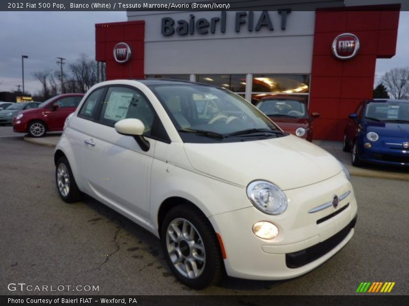 Bianco (White) / Tessuto Marrone/Avorio (Brown/Ivory) 2012 Fiat 500 Pop