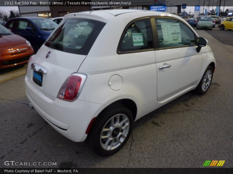 Bianco (White) / Tessuto Marrone/Avorio (Brown/Ivory) 2012 Fiat 500 Pop