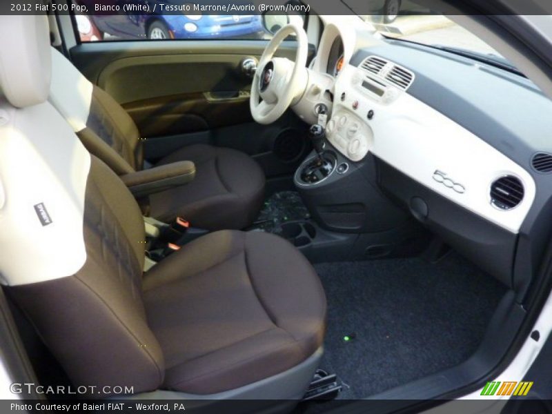 Bianco (White) / Tessuto Marrone/Avorio (Brown/Ivory) 2012 Fiat 500 Pop