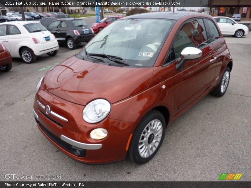 Rame (Copper Orange) / Tessuto Beige-Nero/Avorio (Beige-Black/Ivory) 2012 Fiat 500 Lounge