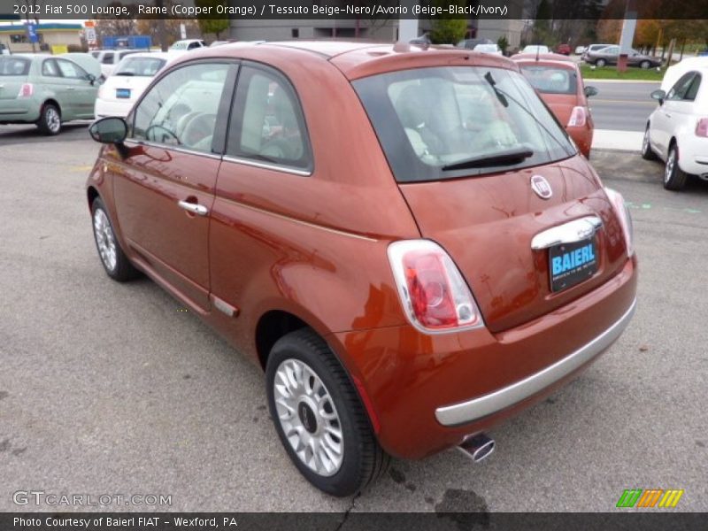 Rame (Copper Orange) / Tessuto Beige-Nero/Avorio (Beige-Black/Ivory) 2012 Fiat 500 Lounge