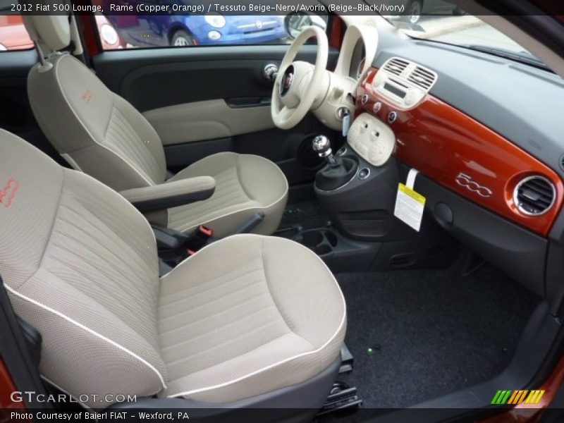 Rame (Copper Orange) / Tessuto Beige-Nero/Avorio (Beige-Black/Ivory) 2012 Fiat 500 Lounge
