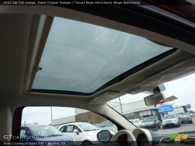 Rame (Copper Orange) / Tessuto Beige-Nero/Avorio (Beige-Black/Ivory) 2012 Fiat 500 Lounge