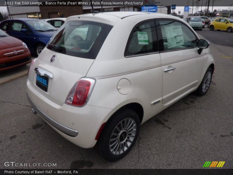 Bianco Perla (Pearl White) / Pelle Rossa/Avorio (Red/Ivory) 2012 Fiat 500 Lounge