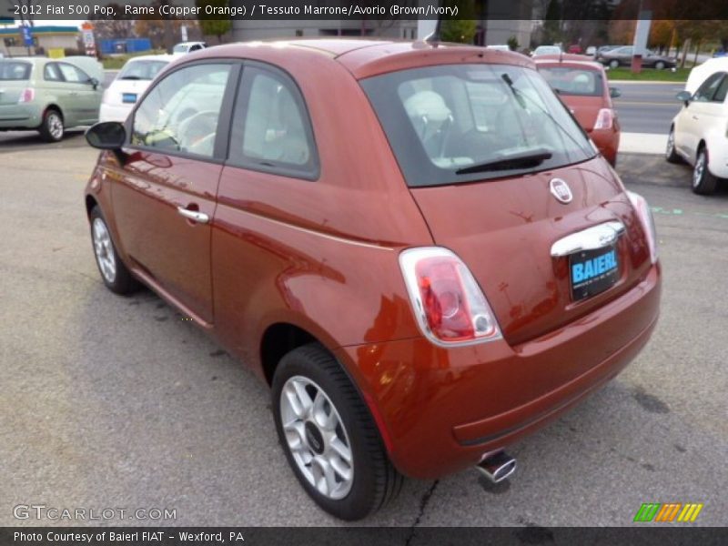 Rame (Copper Orange) / Tessuto Marrone/Avorio (Brown/Ivory) 2012 Fiat 500 Pop