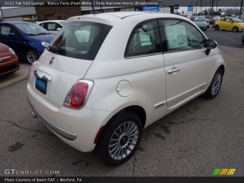 Bianco Perla (Pearl White) / Pelle Marrone/Avorio (Brown/Ivory) 2012 Fiat 500 Lounge