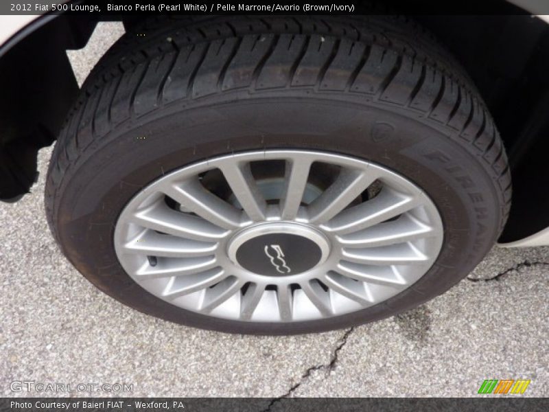 Bianco Perla (Pearl White) / Pelle Marrone/Avorio (Brown/Ivory) 2012 Fiat 500 Lounge