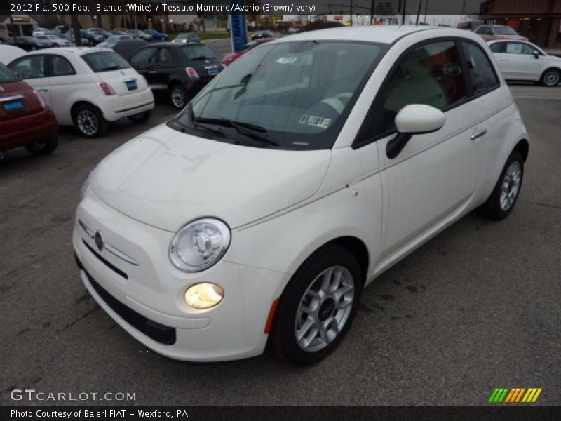 Bianco (White) / Tessuto Marrone/Avorio (Brown/Ivory) 2012 Fiat 500 Pop