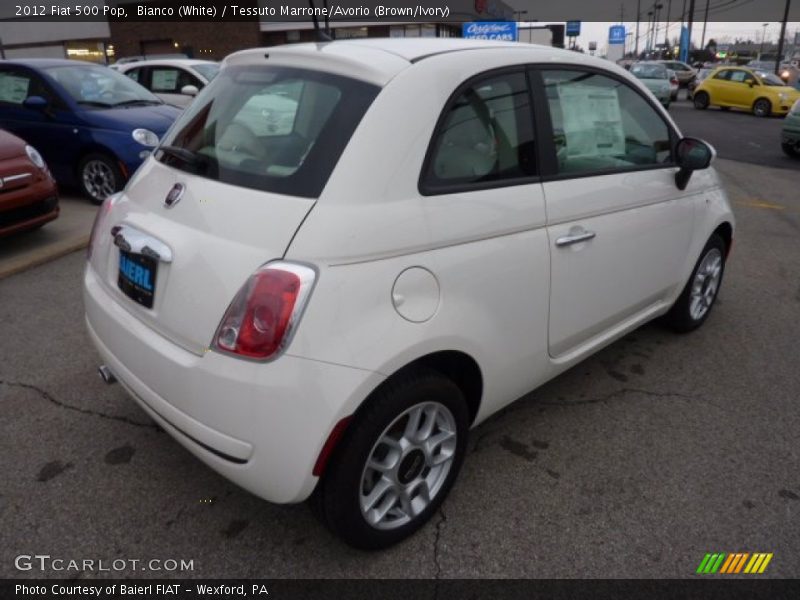 Bianco (White) / Tessuto Marrone/Avorio (Brown/Ivory) 2012 Fiat 500 Pop