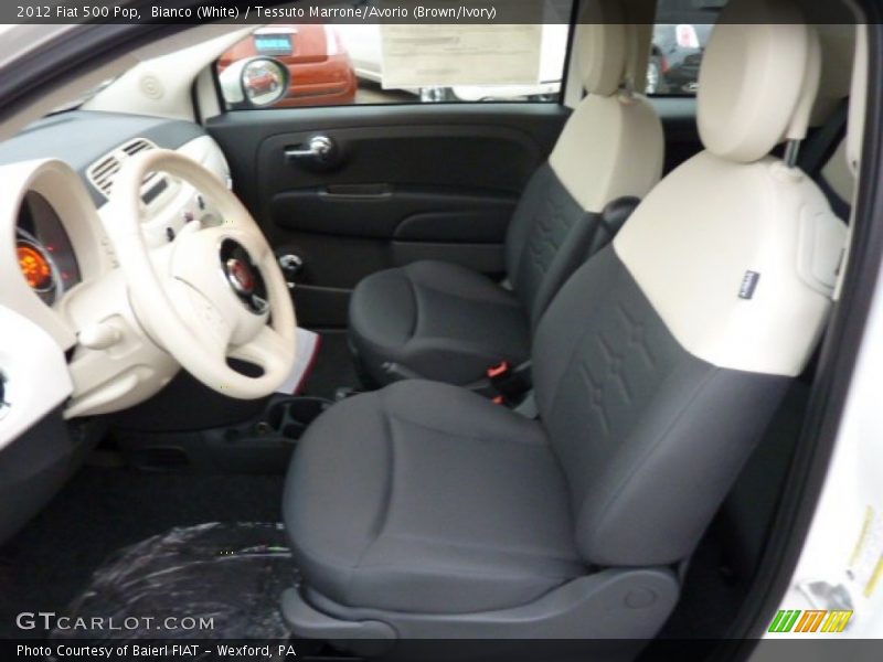 Bianco (White) / Tessuto Marrone/Avorio (Brown/Ivory) 2012 Fiat 500 Pop
