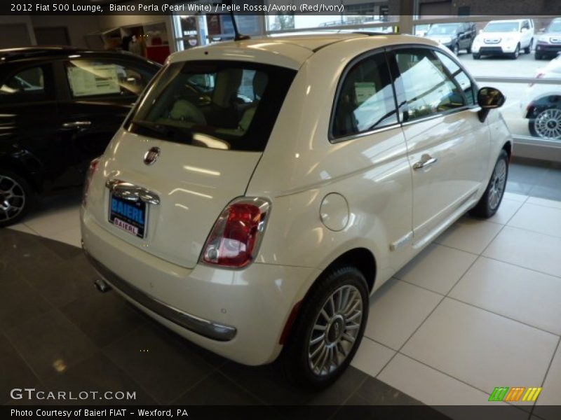 Bianco Perla (Pearl White) / Pelle Rossa/Avorio (Red/Ivory) 2012 Fiat 500 Lounge