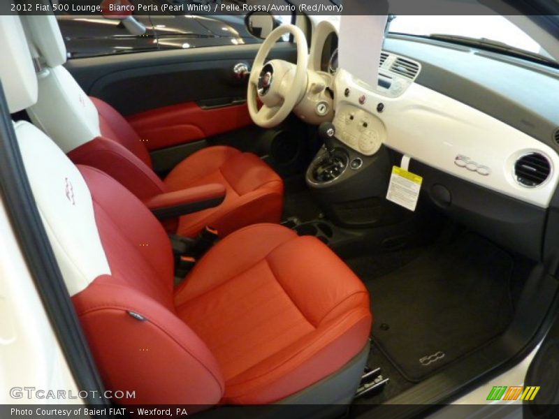 Bianco Perla (Pearl White) / Pelle Rossa/Avorio (Red/Ivory) 2012 Fiat 500 Lounge