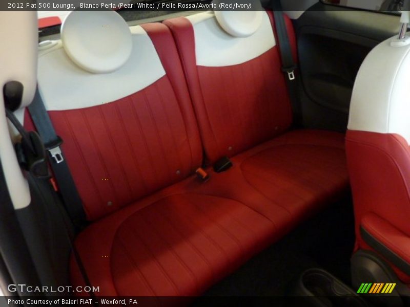 Bianco Perla (Pearl White) / Pelle Rossa/Avorio (Red/Ivory) 2012 Fiat 500 Lounge