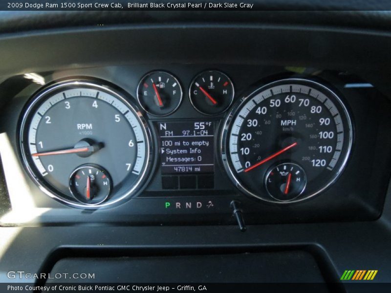 Brilliant Black Crystal Pearl / Dark Slate Gray 2009 Dodge Ram 1500 Sport Crew Cab