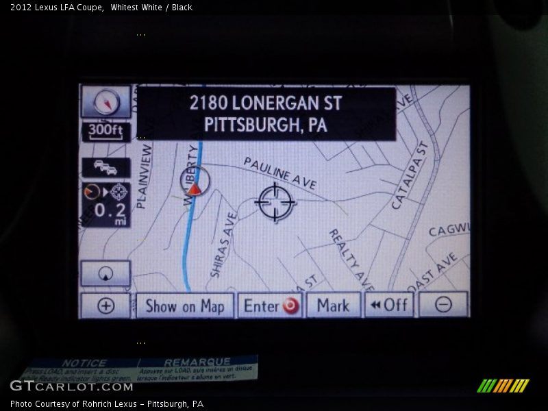 Navigation of 2012 LFA Coupe