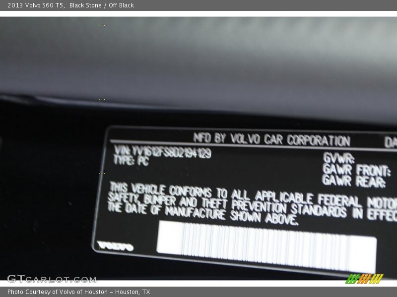 Black Stone / Off Black 2013 Volvo S60 T5