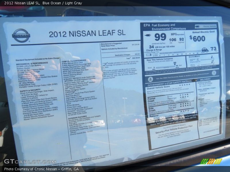 Blue Ocean / Light Gray 2012 Nissan LEAF SL