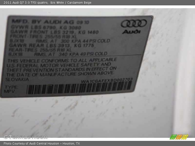 Ibis White / Cardamom Beige 2011 Audi Q7 3.0 TFSI quattro