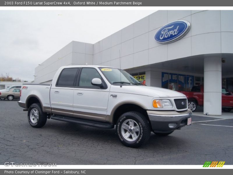 Oxford White / Medium Parchment Beige 2003 Ford F150 Lariat SuperCrew 4x4