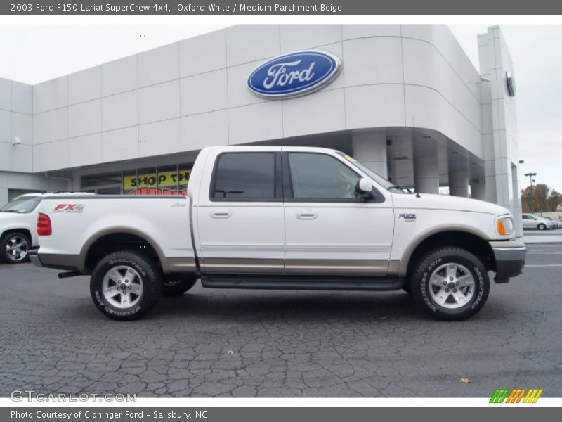 Oxford White / Medium Parchment Beige 2003 Ford F150 Lariat SuperCrew 4x4