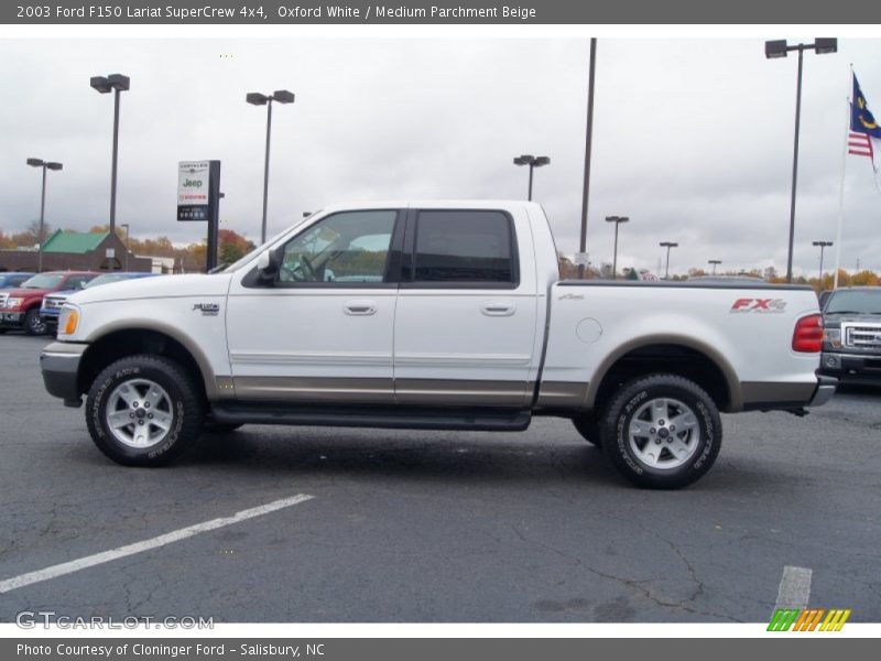 Oxford White / Medium Parchment Beige 2003 Ford F150 Lariat SuperCrew 4x4
