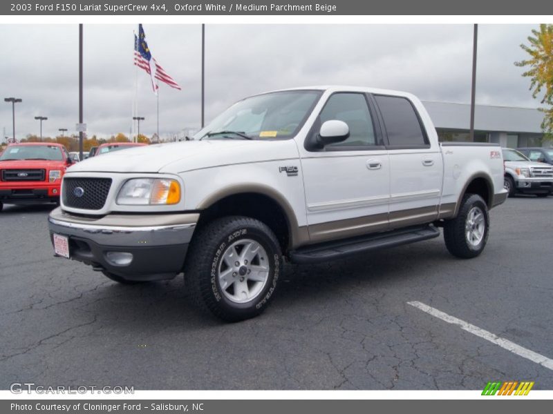 Oxford White / Medium Parchment Beige 2003 Ford F150 Lariat SuperCrew 4x4