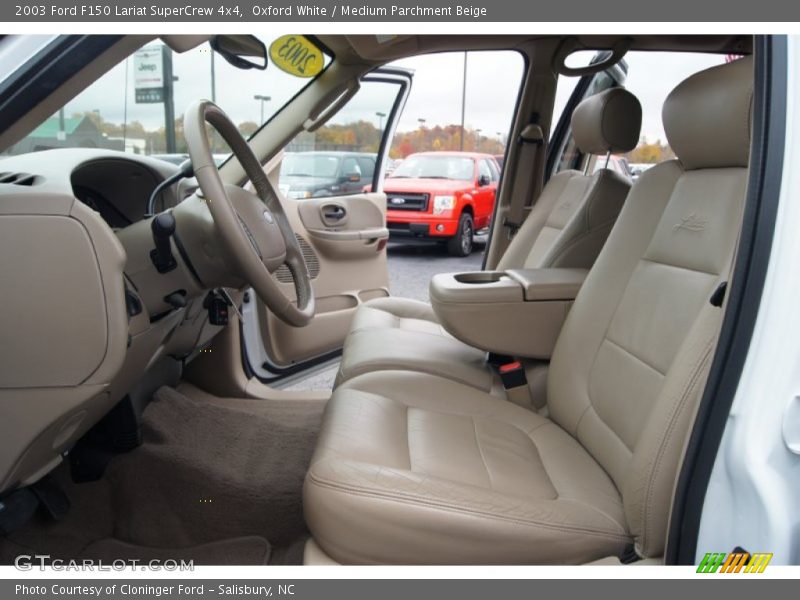 Oxford White / Medium Parchment Beige 2003 Ford F150 Lariat SuperCrew 4x4