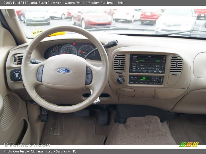 Oxford White / Medium Parchment Beige 2003 Ford F150 Lariat SuperCrew 4x4