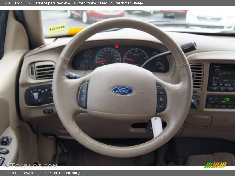 Oxford White / Medium Parchment Beige 2003 Ford F150 Lariat SuperCrew 4x4