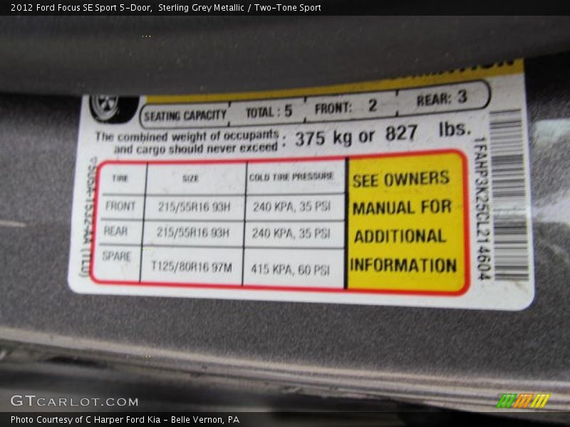 Sterling Grey Metallic / Two-Tone Sport 2012 Ford Focus SE Sport 5-Door