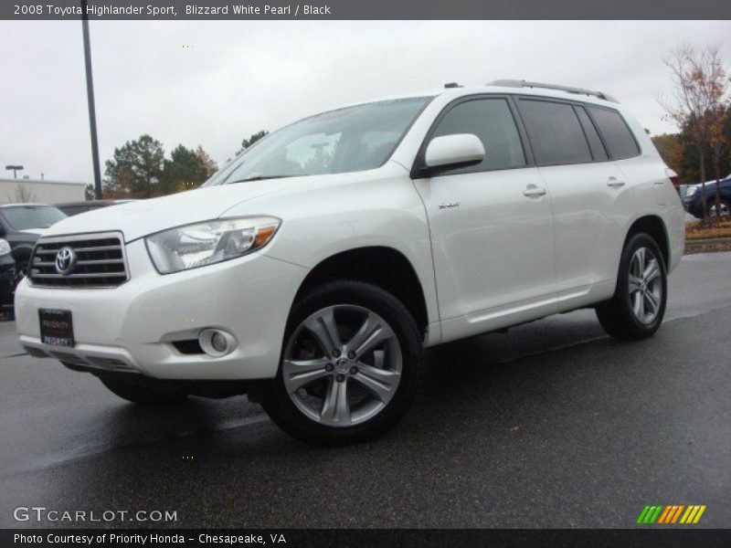 Blizzard White Pearl / Black 2008 Toyota Highlander Sport