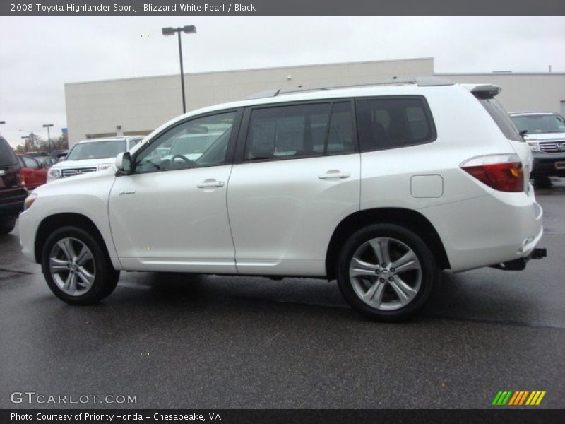 Blizzard White Pearl / Black 2008 Toyota Highlander Sport