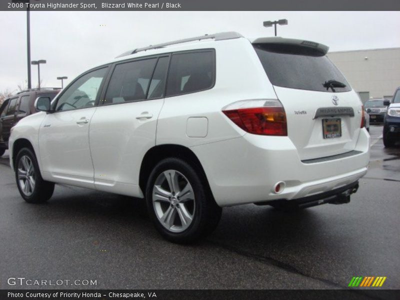 Blizzard White Pearl / Black 2008 Toyota Highlander Sport
