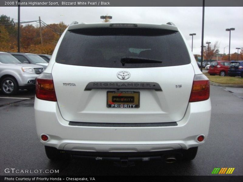 Blizzard White Pearl / Black 2008 Toyota Highlander Sport