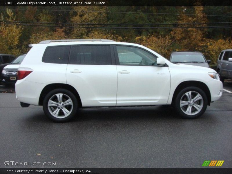 Blizzard White Pearl / Black 2008 Toyota Highlander Sport