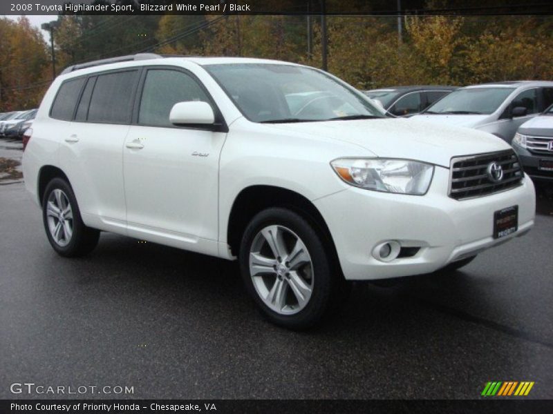 Blizzard White Pearl / Black 2008 Toyota Highlander Sport