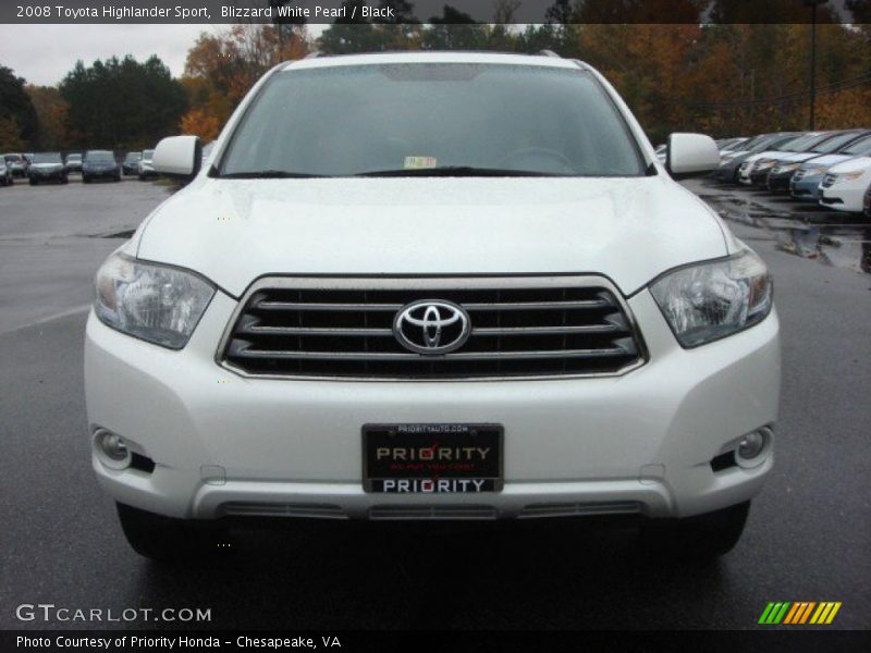 Blizzard White Pearl / Black 2008 Toyota Highlander Sport