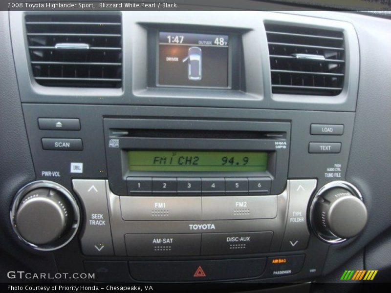 Blizzard White Pearl / Black 2008 Toyota Highlander Sport