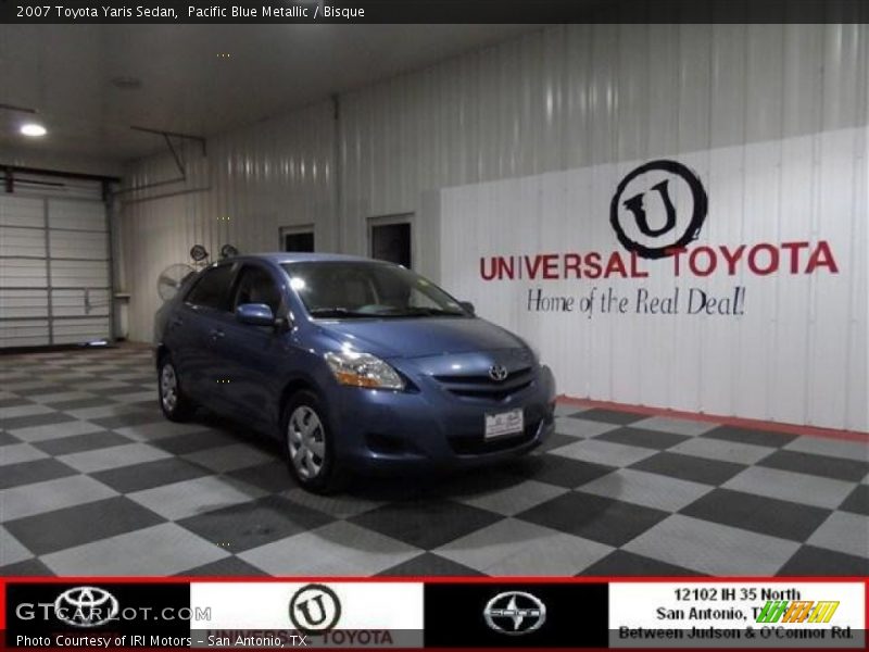 Pacific Blue Metallic / Bisque 2007 Toyota Yaris Sedan