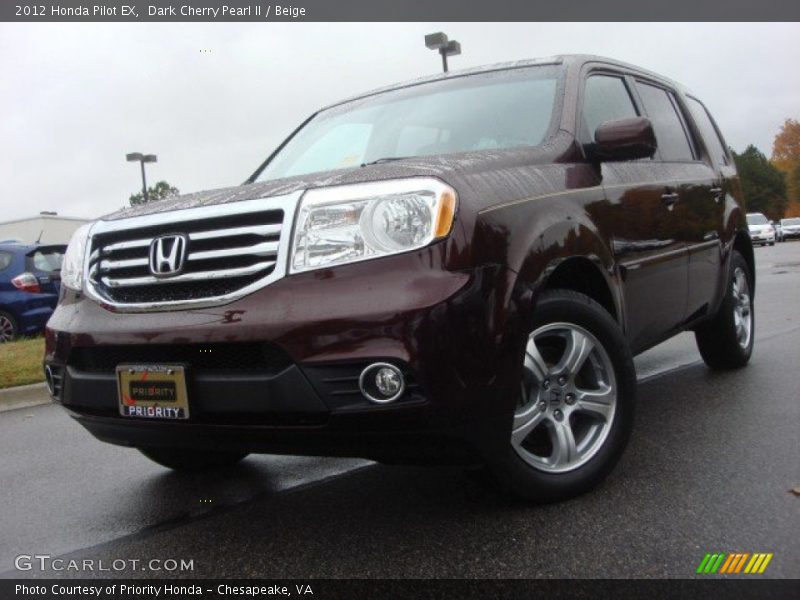 Dark Cherry Pearl II / Beige 2012 Honda Pilot EX