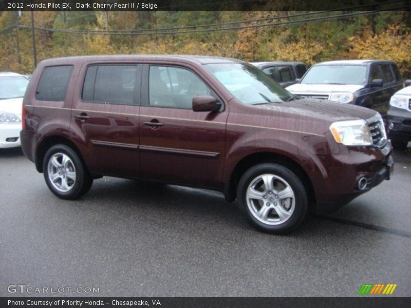 Dark Cherry Pearl II / Beige 2012 Honda Pilot EX