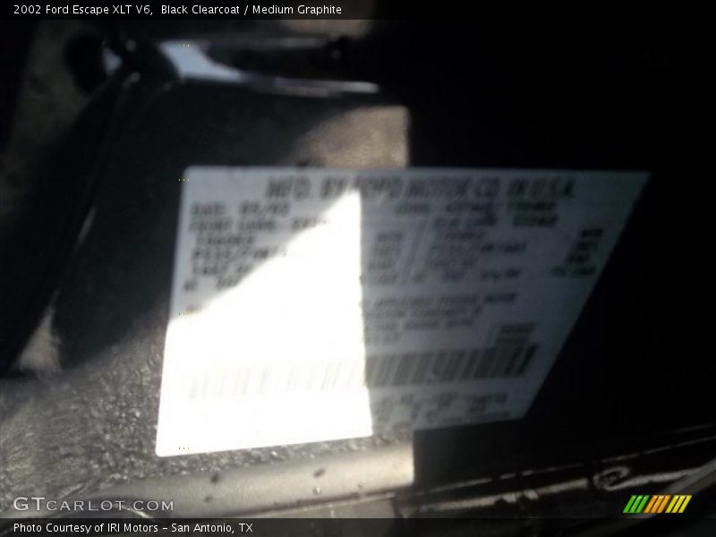 Black Clearcoat / Medium Graphite 2002 Ford Escape XLT V6