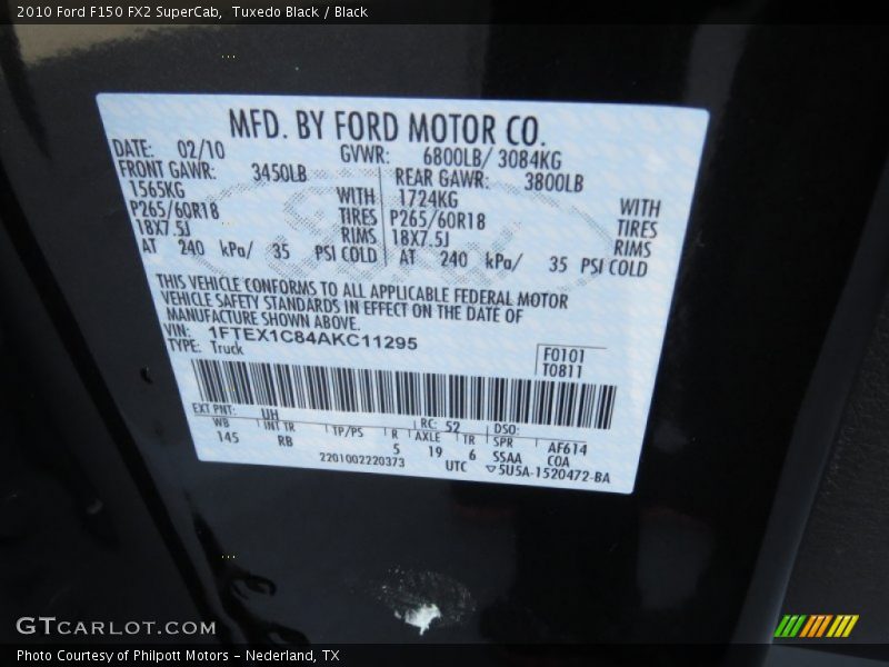 Tuxedo Black / Black 2010 Ford F150 FX2 SuperCab